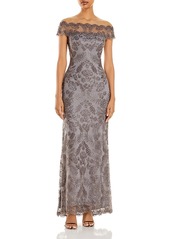 Tadashi Shoji Illusion Off-The-Shoulder Lace Gown