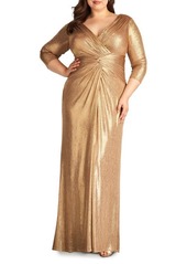 Tadashi Shoji Metallic Long Sleeve Gown