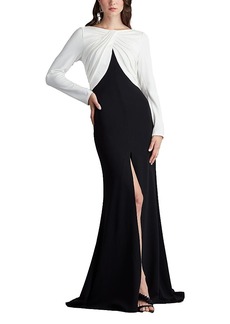 Tadashi Shoji Nelson Long-Sleeve Crepe Gown