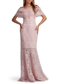 Tadashi Shoji Off the Shoulder Corded Lace Gown