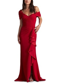 Tadashi Shoji One Shoulder Crepe Gown