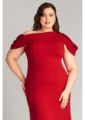 Tadashi Shoji Plus Size Copley Shoulder Drape Gown - Red