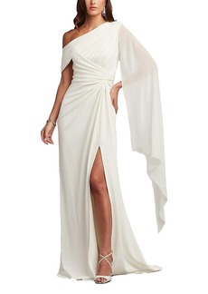 Tadashi Shoji Quill Draped Cape Sleeve Gown