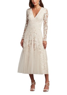 Tadashi Shoji Rafferty Embroidered Tulle Midi Dress