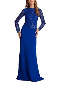 Tadashi Shoji Ren Bead Embroidered Crepe Gown