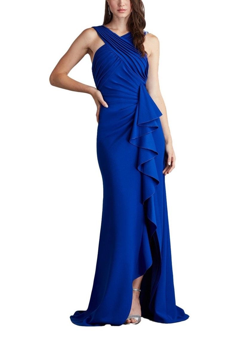 Tadashi Shoji Setta Pleated Cascading Ruffle Gown - Mystc