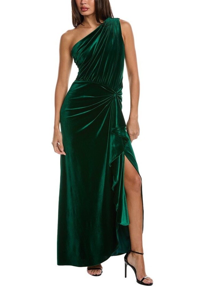 Tadashi Shoji Velvet One-Shoulder Gown