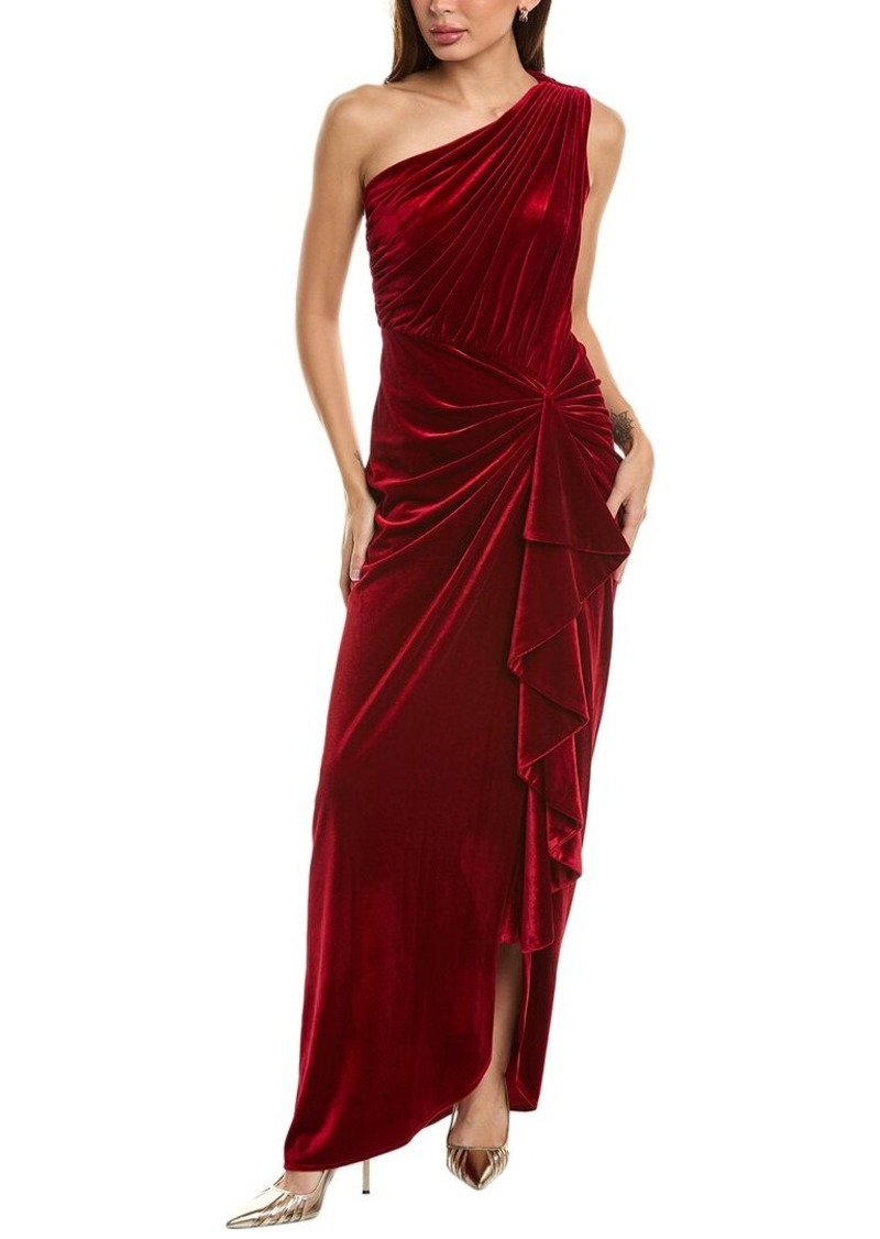 Tadashi Shoji Velvet One-Shoulder Gown