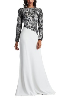 Tadashi Shoji Wade Sea Embroidered Crepe Gown