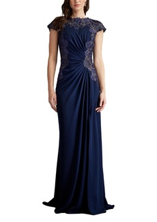 Tadashi Shoji Women's Chelan Embroidered Illusion Gown - Mdnit