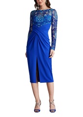 Tadashi Shoji Women's Denton Crisscross Draped Midi Dress - Blue