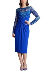 Tadashi Shoji Women's Denton Crisscross Draped Midi Dress - Blue