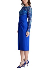 Tadashi Shoji Women's Denton Crisscross Draped Midi Dress - Blue