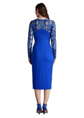 Tadashi Shoji Women's Denton Crisscross Draped Midi Dress - Blue