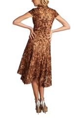 Tadashi Shoji Women's Fauna Embroidered Handkerchief Hem Dress - Bronze