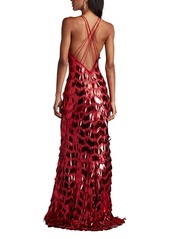 Tadashi Shoji Women's Madysin Sequin Fringe Gown - Red