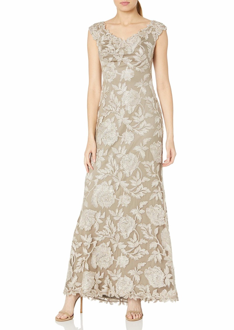 Tadashi Shoji Women's Off Shoulder Embroidered Gown