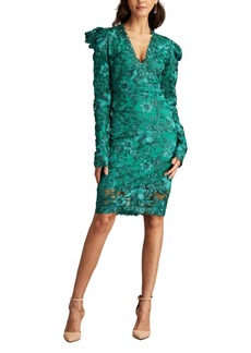 Tadashi Shoji Women's Padgett Long Sleeve Embroidered Dress - Green