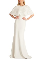 Tadashi Shoji Women's Reba Embellished Cape Overlay Bridal Gown - Ivory