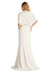 Tadashi Shoji Women's Reba Embellished Cape Overlay Bridal Gown - Ivory