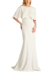 Tadashi Shoji Women's Reba Embellished Cape Overlay Bridal Gown - Ivory