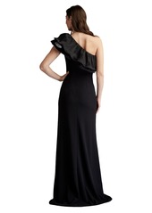 Tadashi Shoji Women's Roni One-Shoulder Ruffle Gown - Black