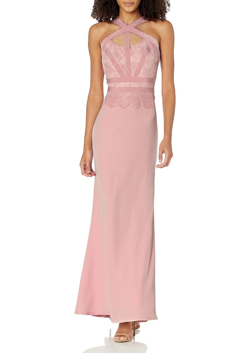 Tadashi Shoji Women's slvless lace and Crepe Gown