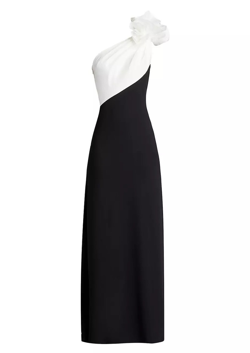 Tadashi Two-Tone Ruffle Column Gown