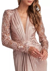 Tadashi V-Neck Metallic Jersey Gown