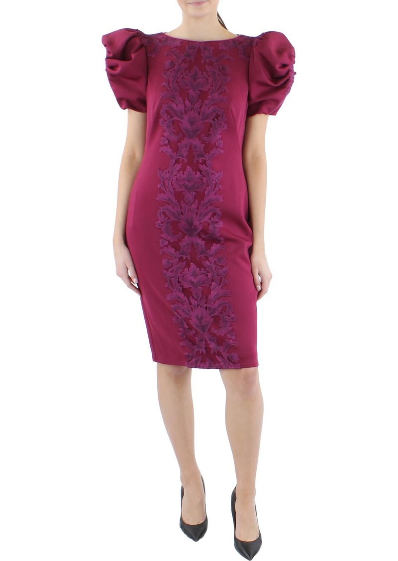Tadashi Womens Knit Embroidered Cocktail and Party Dress