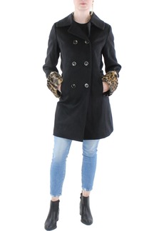Tahari Aubrey Womens Wool Faux Fur Overcoat