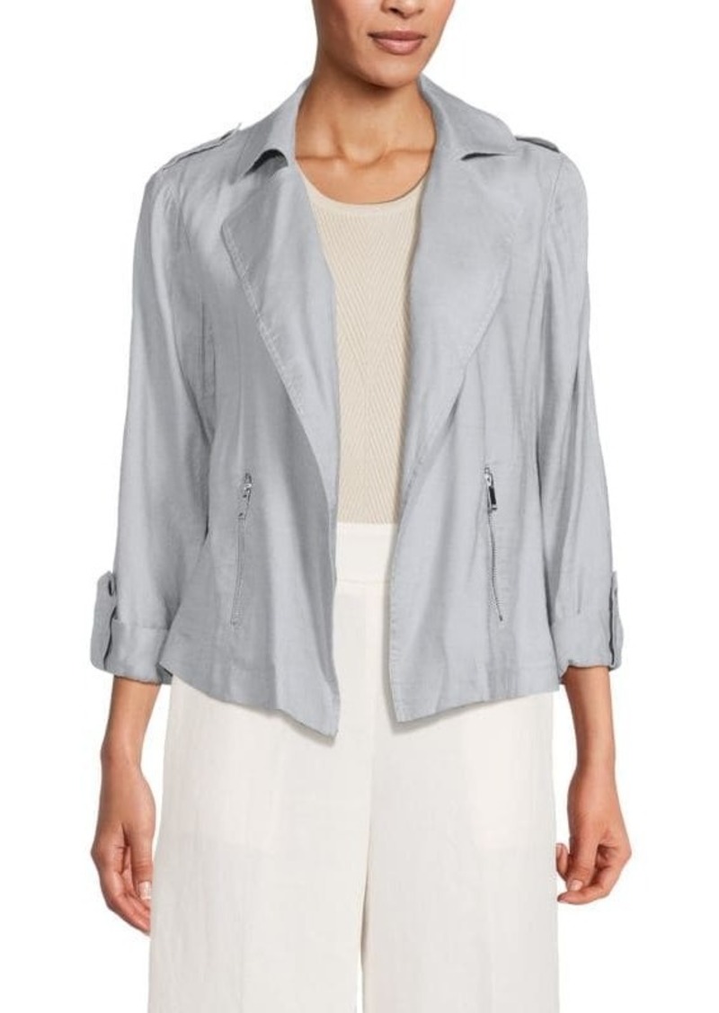 Tahari Open Front Linen Blend Jacket