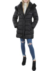 Tahari Stefani Womens Faux Fur Winter Quilted Coat