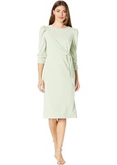 Tahari Stretch Crepe Side Wrap Dress with Puff Sleeve Detail
