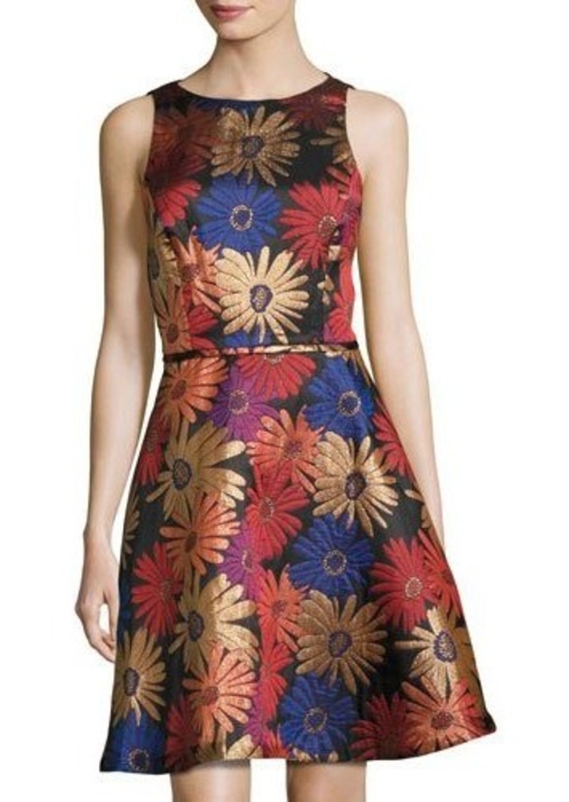 tahari floral jacquard dress