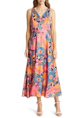 Tahari ASL Floral Sleeveless Matte Charmeuse Dress