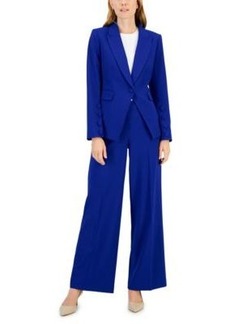 Tahari Asl Womens Single Button Peak Collar Blazer Jacket Wide Leg Pants