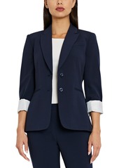 Tahari Asl Notched Two-Button Blazer - Heather Grey