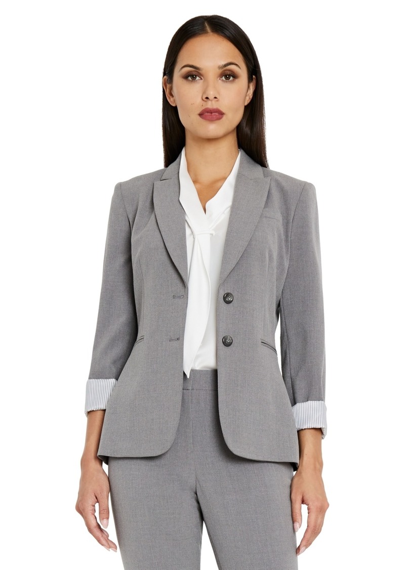 Tahari Asl Notched Two-Button Blazer - Heather Grey