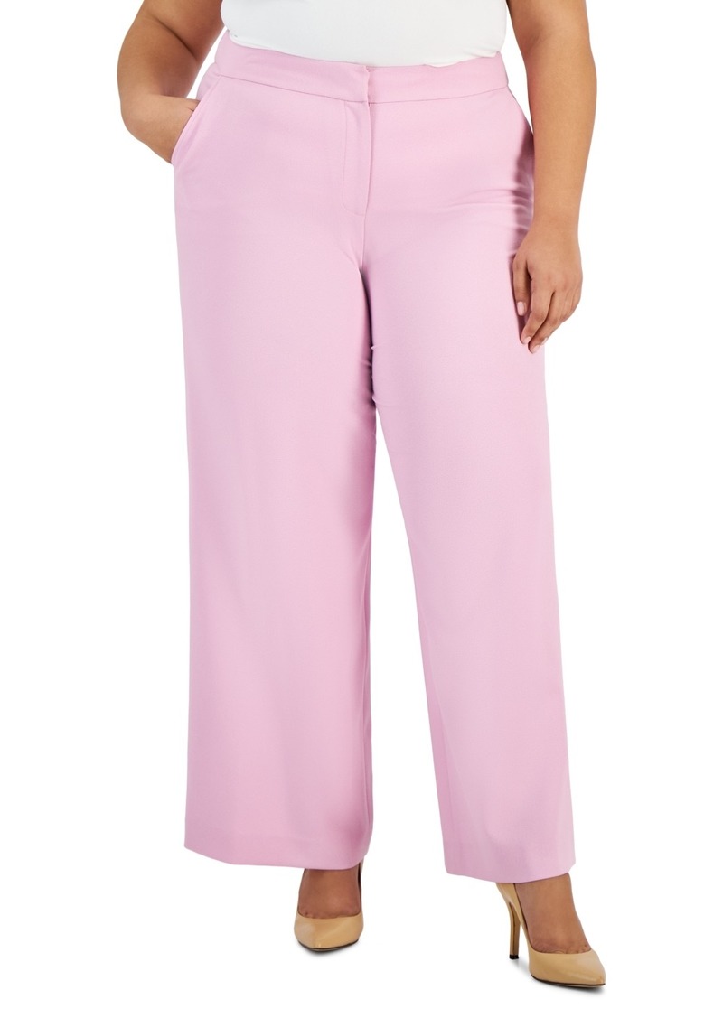 Tahari Asl Plus Size Mid Rise Wide-Leg Pants - Pink Macaroon