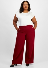 Tahari Asl Plus Size Mid-Rise Wide-Leg Pants - Mulberry