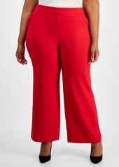 Tahari Asl Plus Size Mid-Rise Wide-Leg Pants - Mulberry