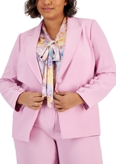 Tahari Asl Plus Size Peak-Lapel Button-Sleeve Blazer - Cobalt