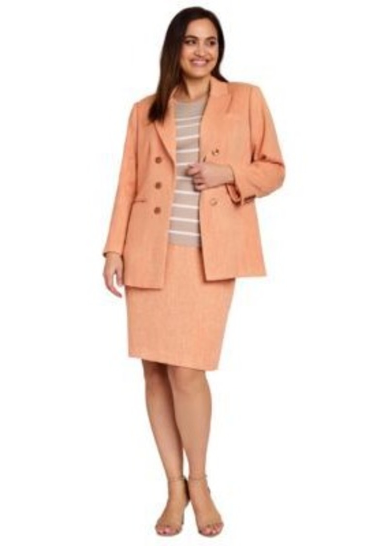 Tahari Asl Plus Size Summer Tweed Boyfriend Blazer Pencil Skirt