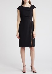 Tahari ASL Ruched Midi Sheath Dress