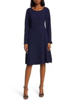 Tahari ASL Stretch Crepe Fit & Flare Dress in Midnight Navy at Nordstrom Rack