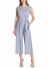 Tahari Asl Striped Cropped Jumpsuit, Created for Macy's