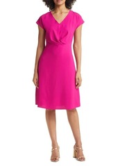 Tahari ASL V-Neck Twist Front Fit & Flare Dress