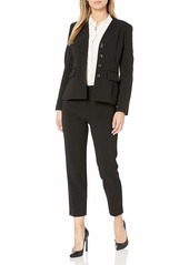 Tahari ASL Women's Collarless 4 Button Jacket and Pant Suit