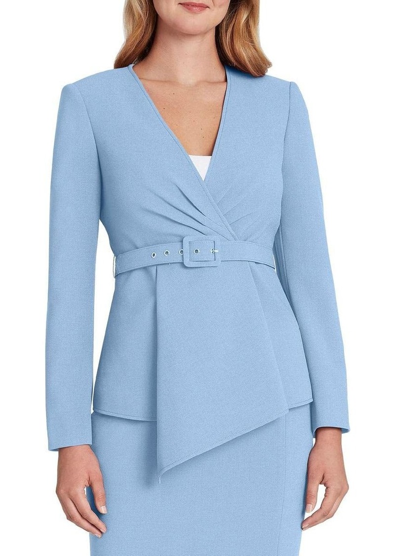 Tahari ASL Women's Collarless Asymmetrical Belted Jacket